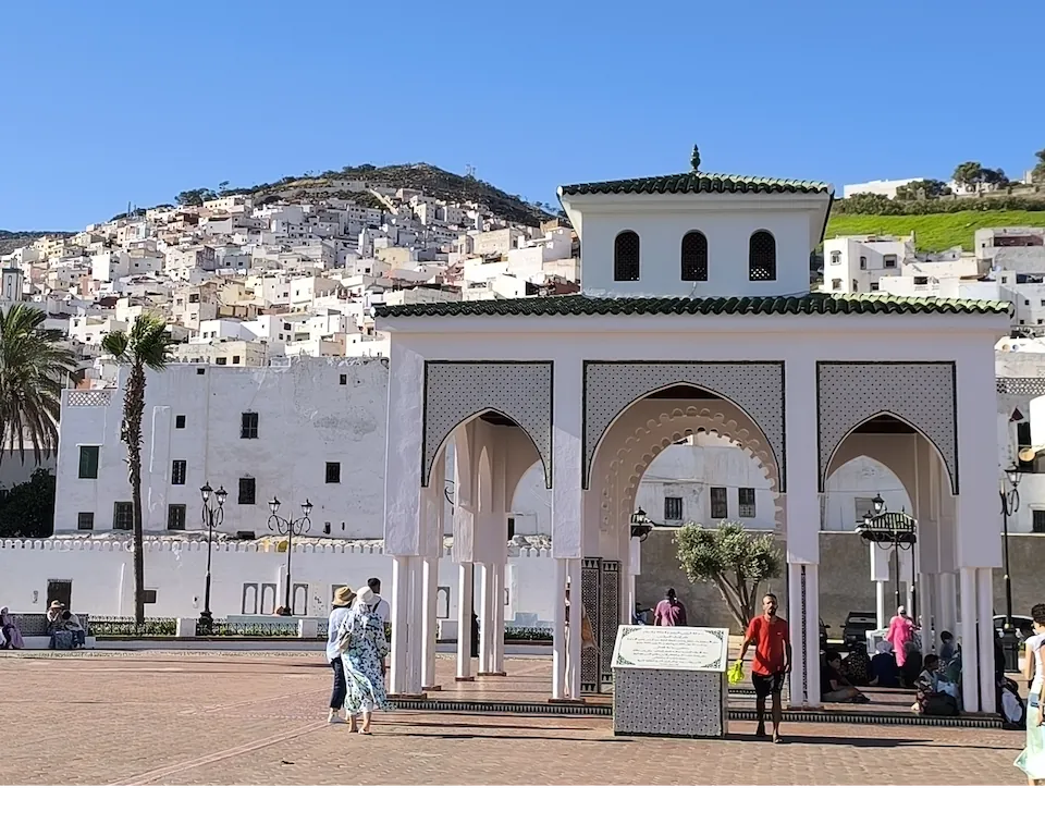 La place Al-Feddan et la médina blanche de Tétouan, à flanc de colline